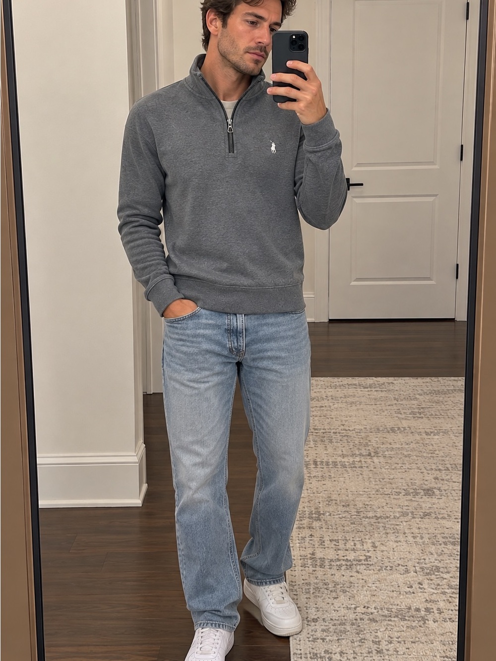 Men's Gray Quarter-Zip Sweater - Polo by Ralph Lauren small